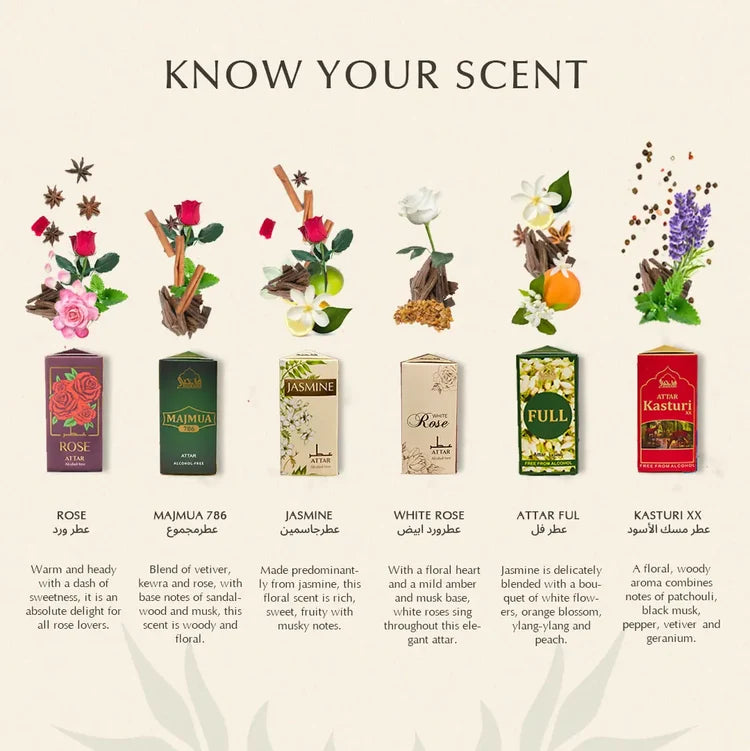 Dukhni Floral Attar Oil Set | Assorted Arabic roll on oils