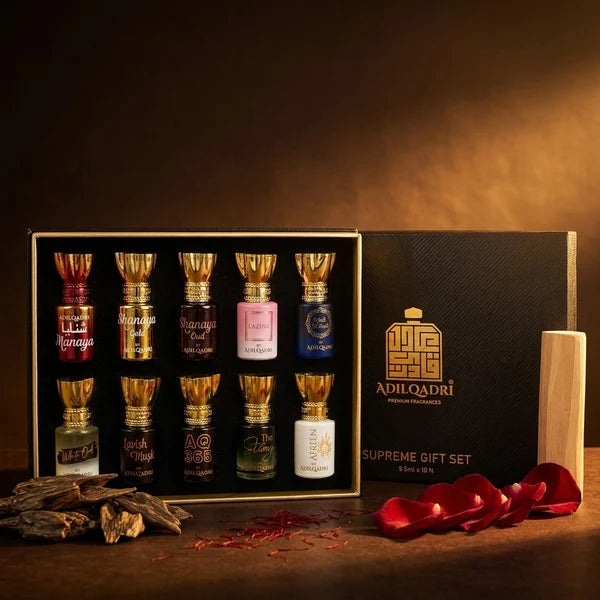 Adilqadri Supreme Luxury Attar Perfume Gift Set (10 × 5.5Ml)