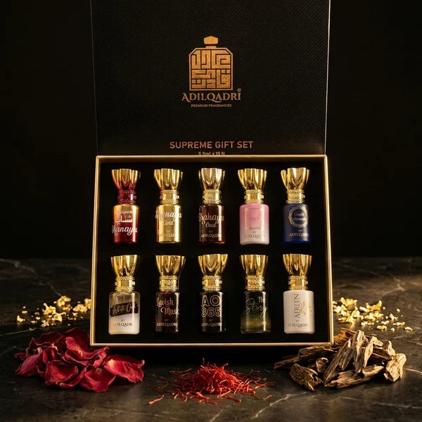 Adilqadri Supreme Luxury Attar Perfume Gift Set (10 × 5.5Ml)